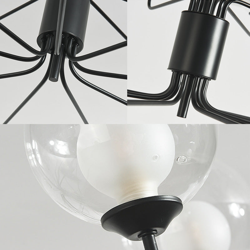 Contemporary 2-Tier Ball Clear Glass Chandelier With Radial Design - 8/12/18 Lights Black/Gold