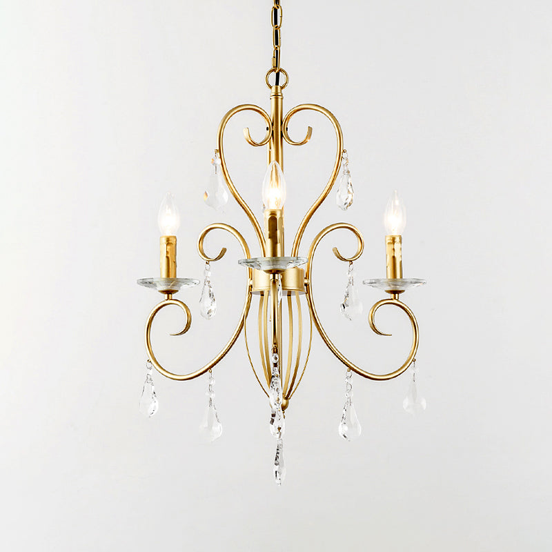 Hängende Kerzenlampe im modernen Stil mit Kristallakzent, Kronleuchter mit 3/6 Lichtern in Gold