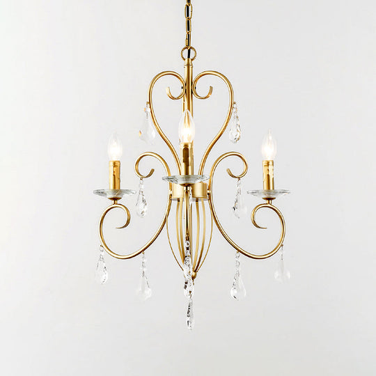Hängende Kerzenlampe im modernen Stil mit Kristallakzent, Kronleuchter mit 3/6 Lichtern in Gold