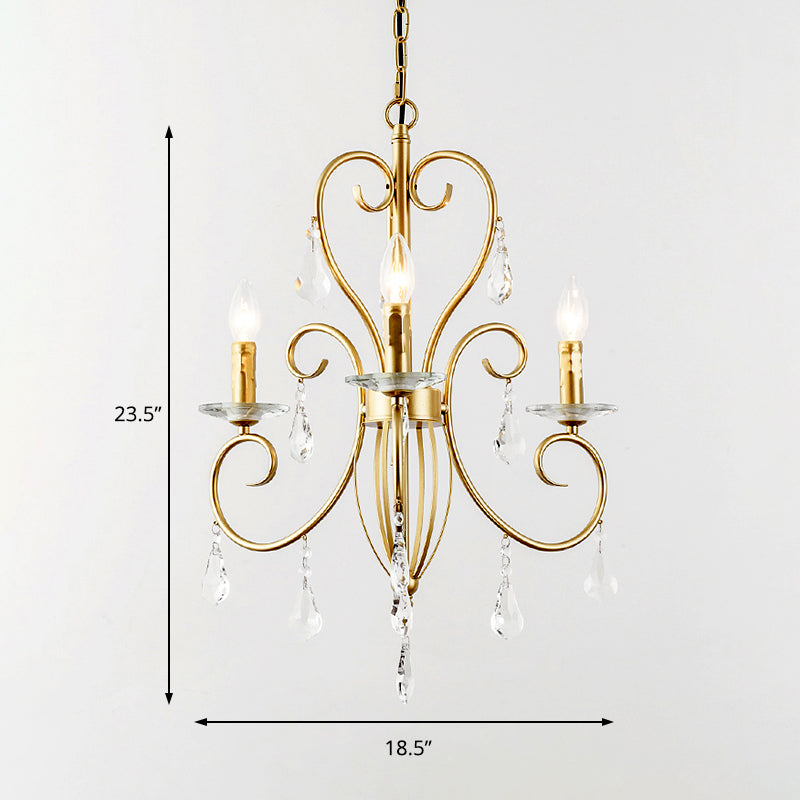 Hängende Kerzenlampe im modernen Stil mit Kristallakzent, Kronleuchter mit 3/6 Lichtern in Gold