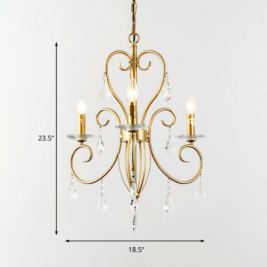 Hängende Kerzenlampe im modernen Stil mit Kristallakzent, Kronleuchter mit 3/6 Lichtern in Gold