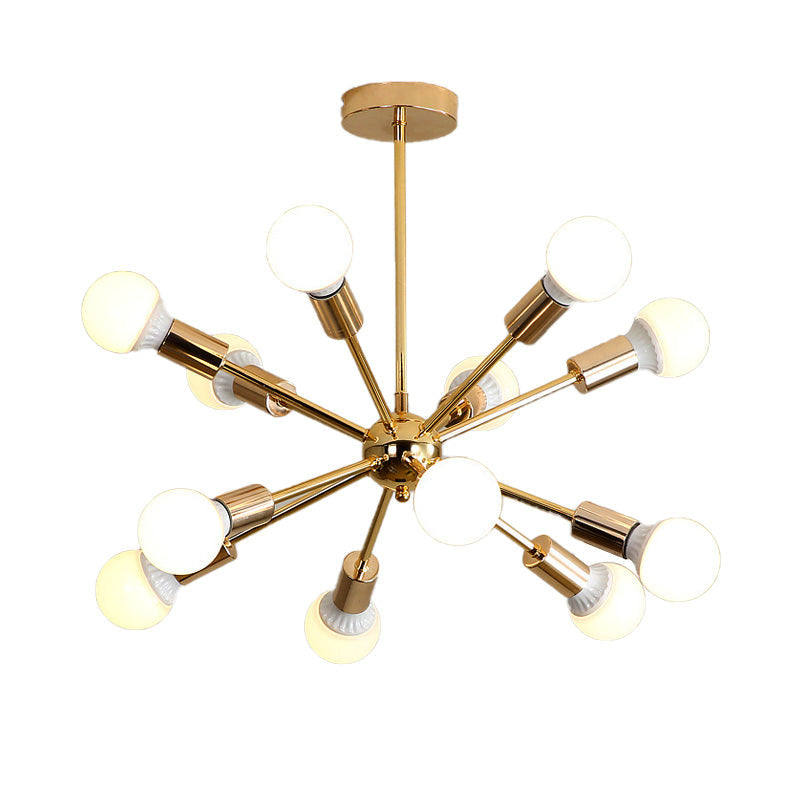 Modernist Metal Starburst Chandelier Light - 26’’/38.5’’ Wide Gold 6/10/12 Lights Hanging