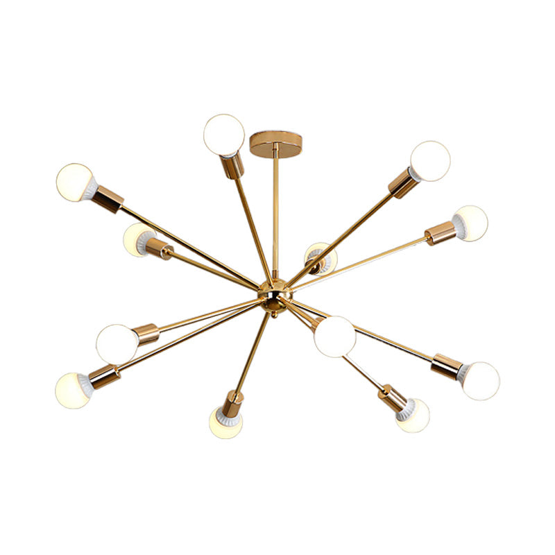 Modernist Metal Starburst Chandelier Light - 26’’/38.5’’ Wide Gold 6/10/12 Lights Hanging
