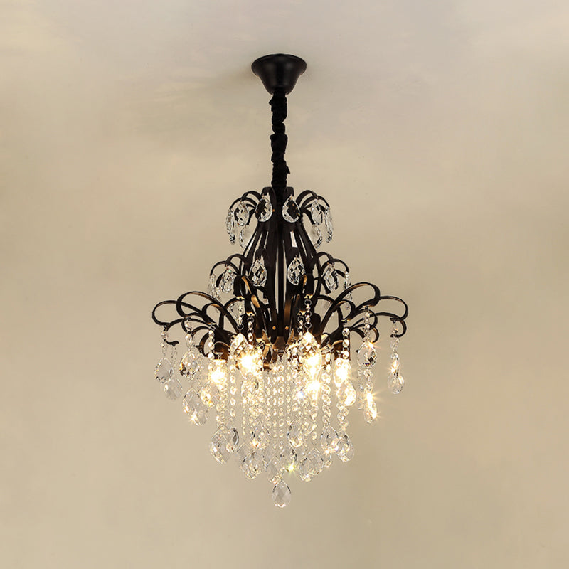 Modernist Crystal Chandelier Pendant Light With 3/6 Heads In Black/Gold - Perfect For Bedroom