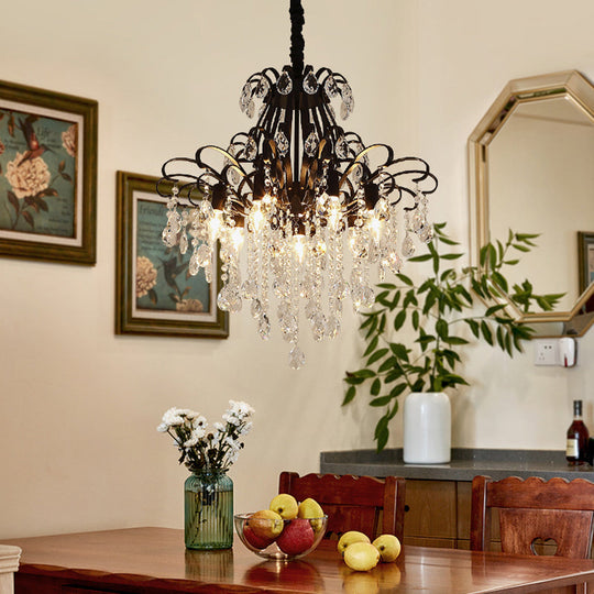 Modernist Crystal Chandelier Pendant Light With 3/6 Heads In Black/Gold - Perfect For Bedroom