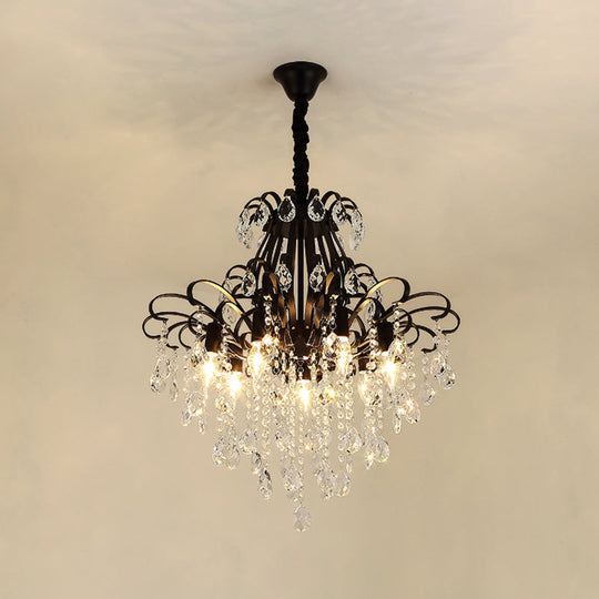 Modernist Crystal Chandelier Pendant Light With 3/6 Heads In Black/Gold - Perfect For Bedroom