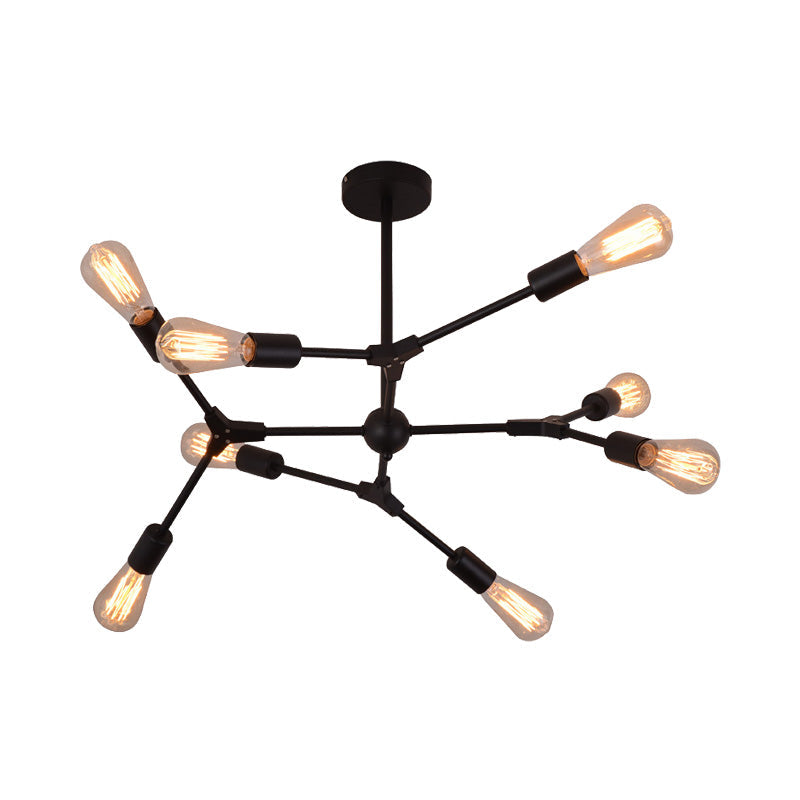 Modern Bedroom Chandelier With Sputnik Metal Shade And Bare Bulb: 6/8/9 Light Hanging Fixture