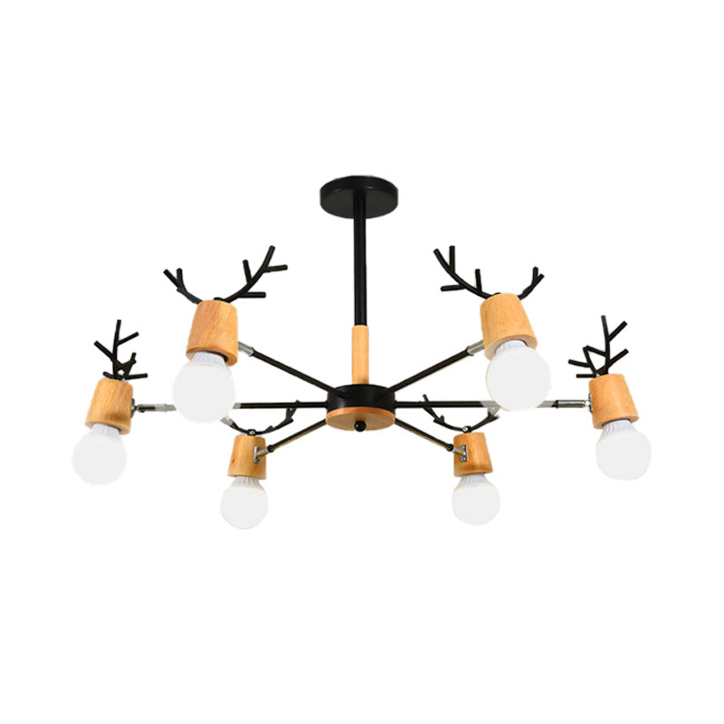 Sputnik Metal Chandelier - Modern Ceiling Hang Fixture With Bare Bulb For Bedroom 3/6/8 Lights