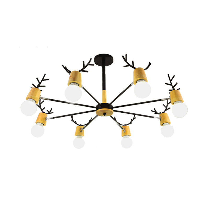 Sputnik Metal Chandelier - Modern Ceiling Hang Fixture With Bare Bulb For Bedroom 3/6/8 Lights