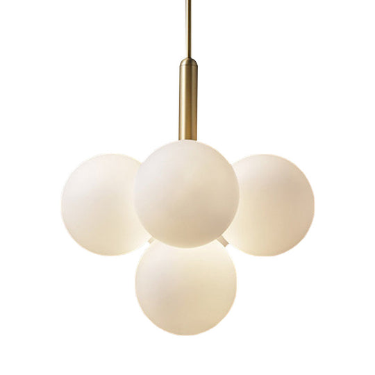 Contemporary Glass Chandelier Lamp - 5/13 Lights Spherical Design White Ball Pendant Light