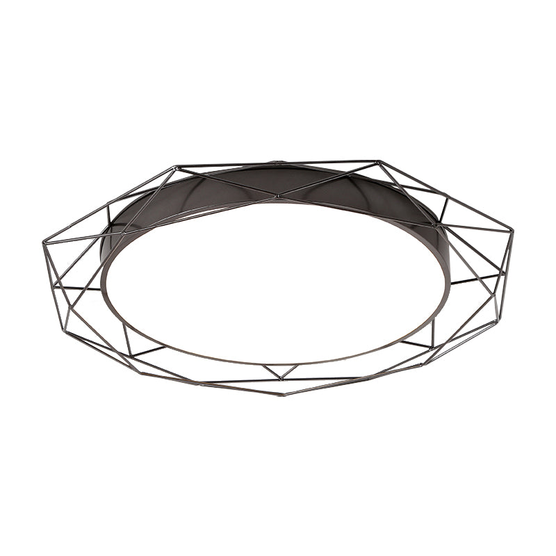 Metallic Flush Mount Ceiling Light Round Nordic Gold/Black Wire Frame Ideal For Bedroom 21.5/25.5