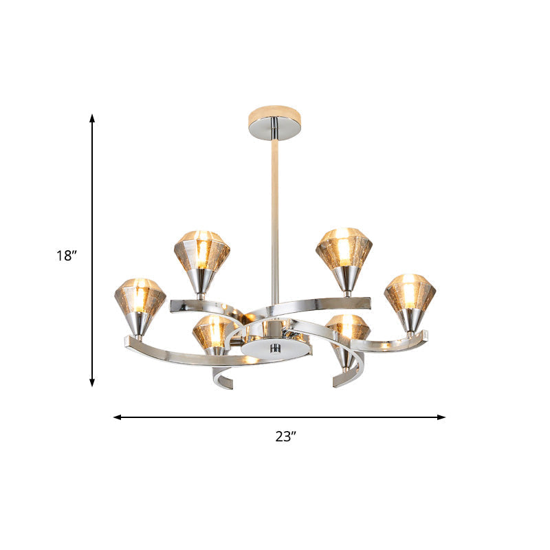 Sputnik Design Diamond Crystal Chandelier Light - Modern Ceiling Lamp Fixture With 6/8/10 Lights In