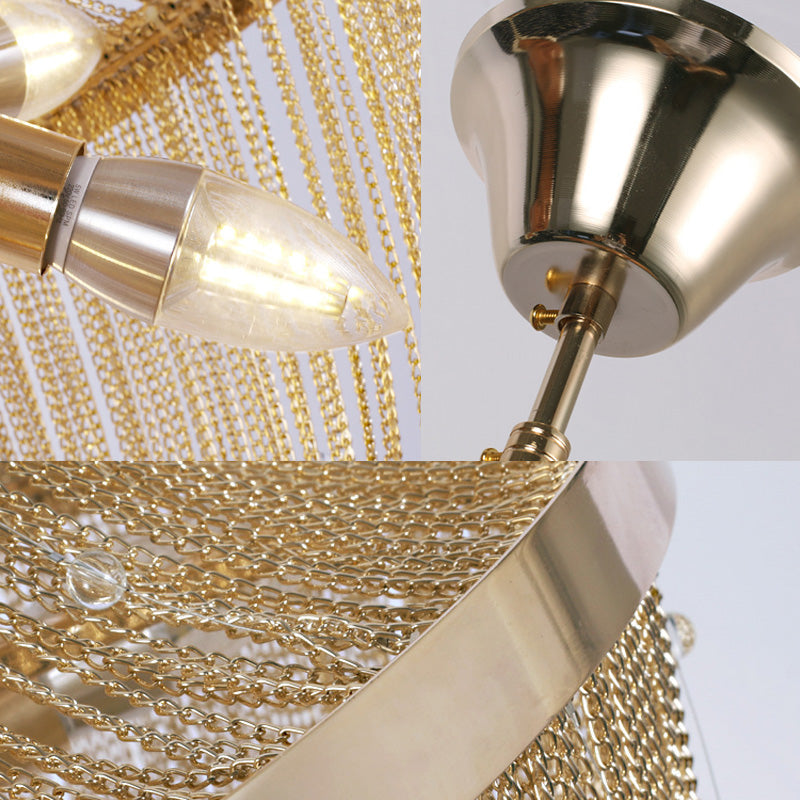Nordic Tassel Empire Chandelier In Gold With 6 Lights - Modern Ceiling Fixture