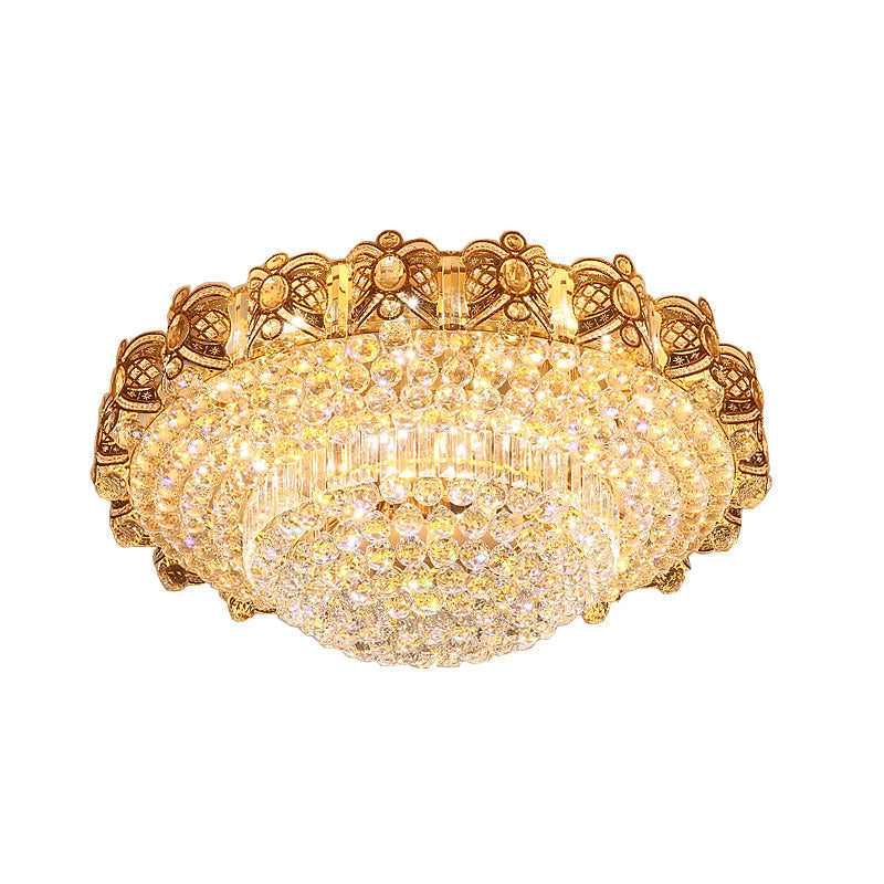 Gold Integrated Led Crystal Ceiling Flush Mount Light 16’/23.5’ Wide