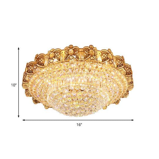 Gold Integrated Led Crystal Ceiling Flush Mount Light 16/23.5 Wide