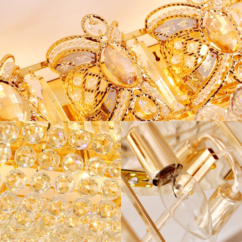 Gold Integrated Led Crystal Ceiling Flush Mount Light 16/23.5 Wide