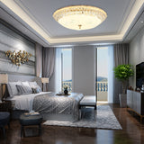 Modernist White Glass And Clear Crystal Led Flush Pendant Light For Bedroom - 12/16 Diameter / 12