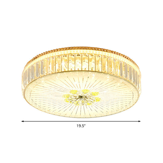Modern Gold Flush Mount Ceiling Light Fixture - Clear Crystal Circular Design Multiple Sizes Glass