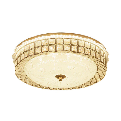 Modern Led Ceiling Light With Crystal Accents And White Glass Diffuser