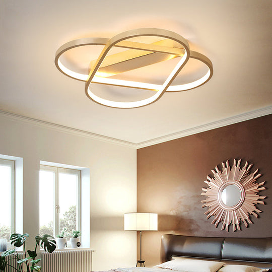Contemporary Gold Oval Led Ceiling Light For Bedroom - Warm/White 19.5/23.5 Wide