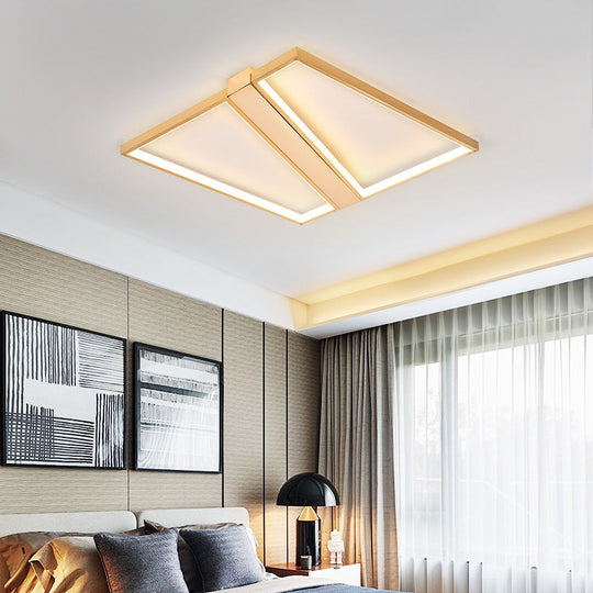 Square Gold Metal Flush Mount Ceiling Light For Modern Bedroom - 18/23.5 W Led Warm/White / 18 Warm