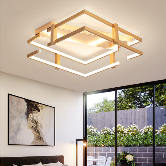 Nordic Gold Led Bedroom Ceiling Lamp Aluminum Frame Flush Mount Light Fixture In Warm/White 18/23.5W