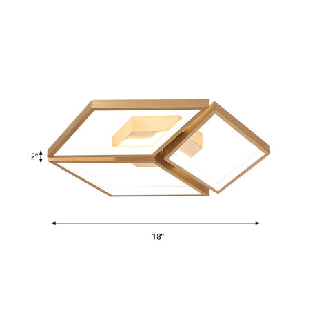 Nordic Metal Integrated Led Rhombus Flush Ceiling Light In Warm/White 18/23.5 W