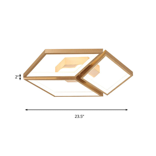 Nordic Metal Integrated Led Rhombus Flush Ceiling Light In Warm/White 18/23.5 W
