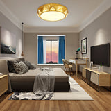 Modern Geometric Led Ceiling Lamp With Crystal Accent In White/Gold 12/18 W