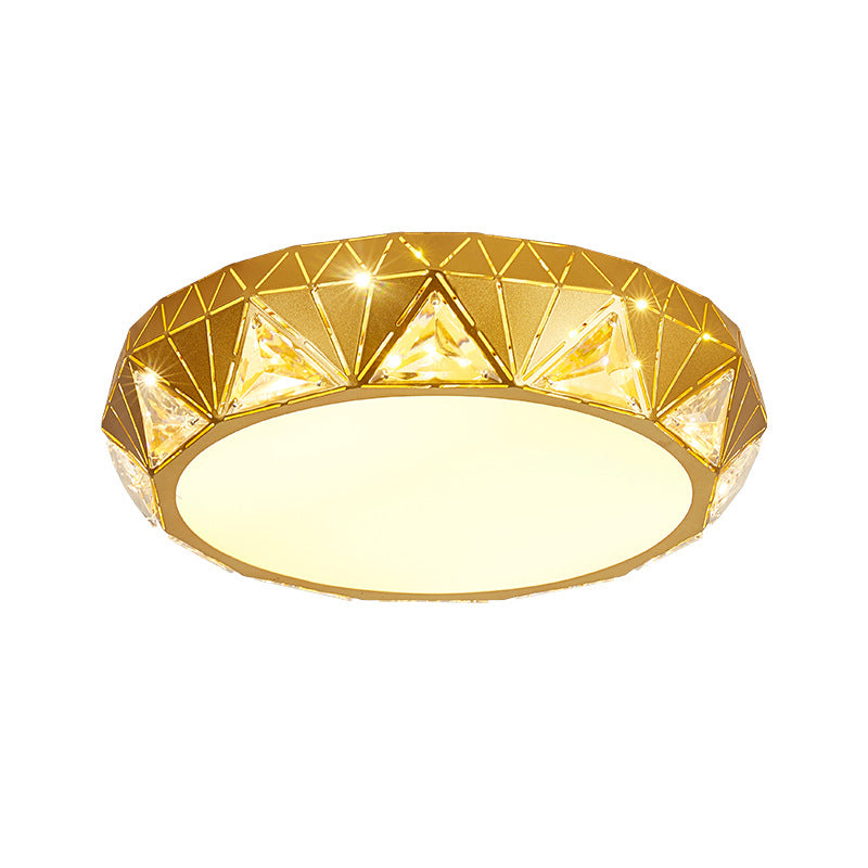Modern Geometric Led Ceiling Lamp With Crystal Accent In White/Gold 12/18 W
