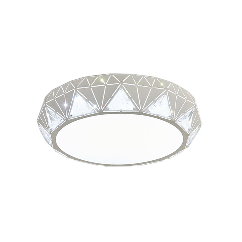 Modern Geometric Led Ceiling Lamp With Crystal Accent In White/Gold 12/18 W