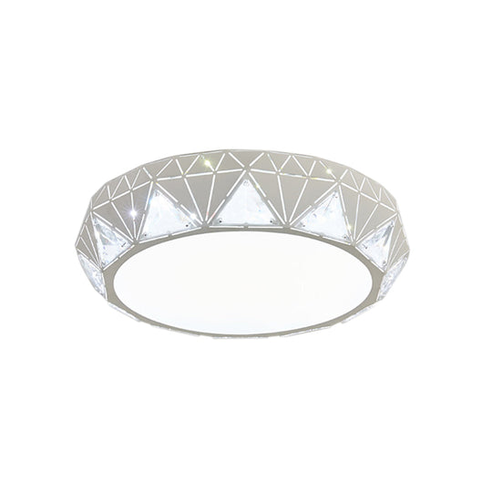 Modern Geometric Led Ceiling Lamp With Crystal Accent In White/Gold 12/18 W