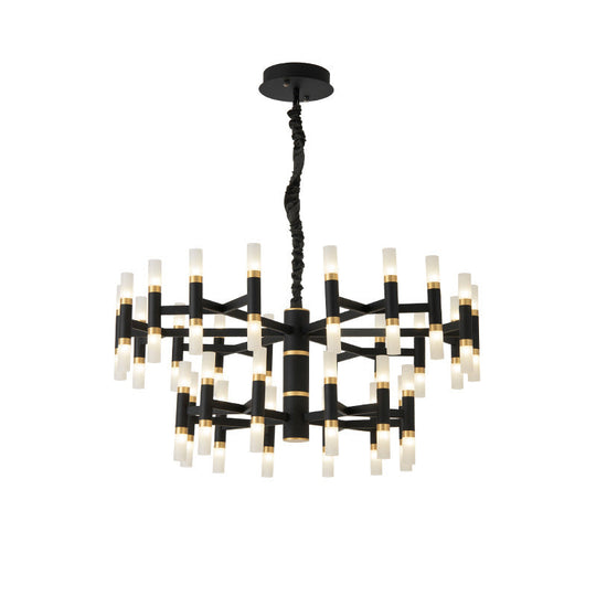 Modern Led Bedroom Chandelier - 24/36/60 Lights Tubular Iron Shade Black/White Pendant
