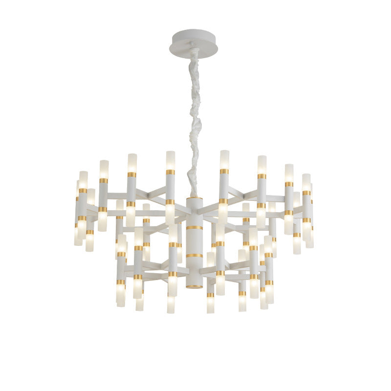 Modern Led Bedroom Chandelier - 24/36/60 Lights Tubular Iron Shade Black/White Pendant