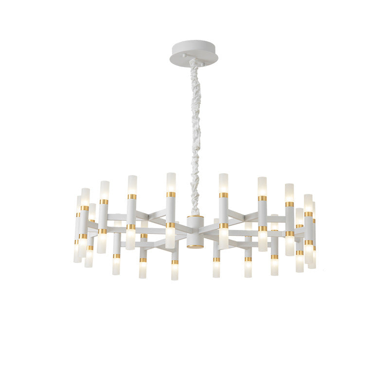 Modern Led Bedroom Chandelier - 24/36/60 Lights Tubular Iron Shade Black/White Pendant