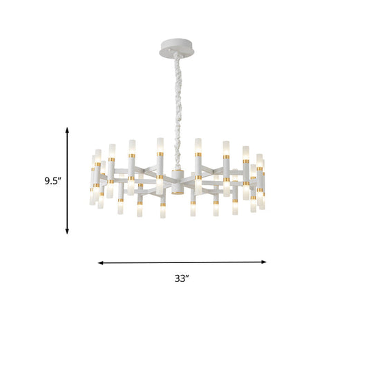Modern Led Bedroom Chandelier - 24/36/60 Lights Tubular Iron Shade Black/White Pendant