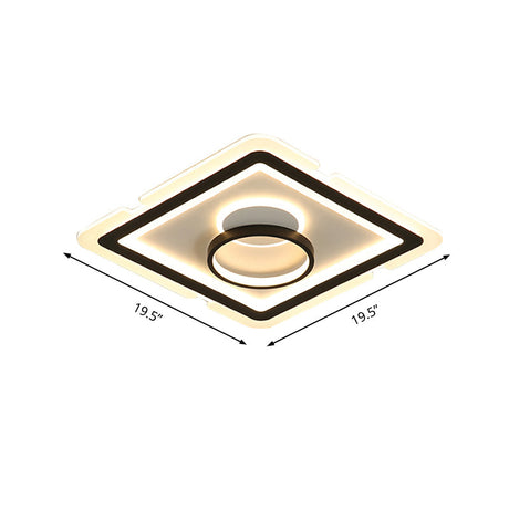 Contemporary Acrylic Square Ceiling Lighting - Led Flush Mount Light For Bedroom Black/White 16/19.5