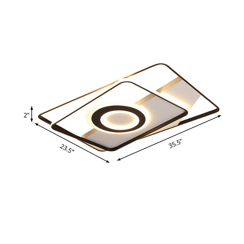 Contemporary Black Acrylic Flush Mount Led Ceiling Light For Living Room - Warm/White