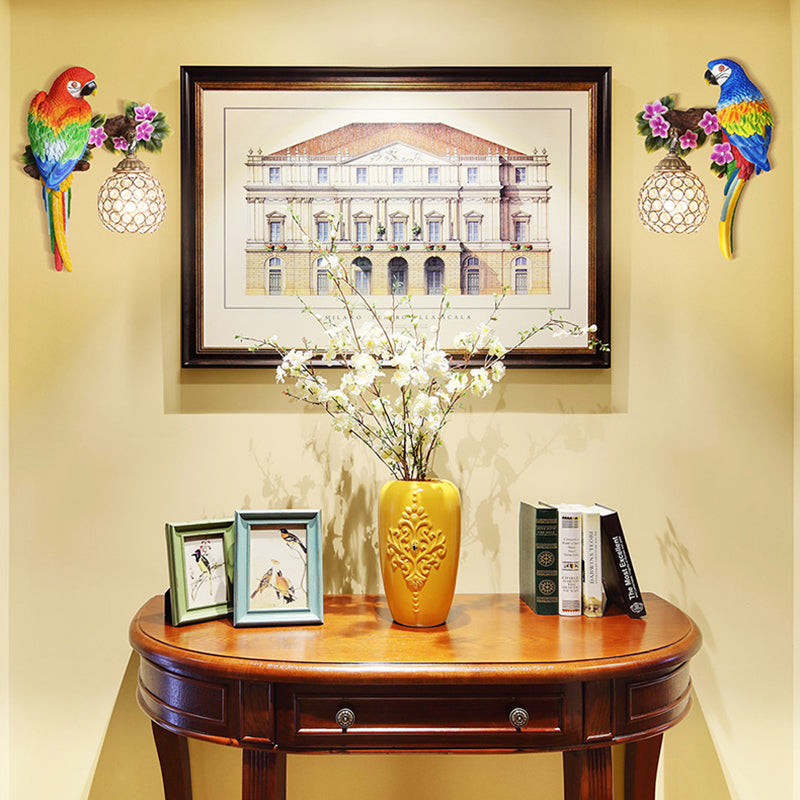 Parrot Wall Sconce With Crystal Lampshade - Gold Finish Right/Left