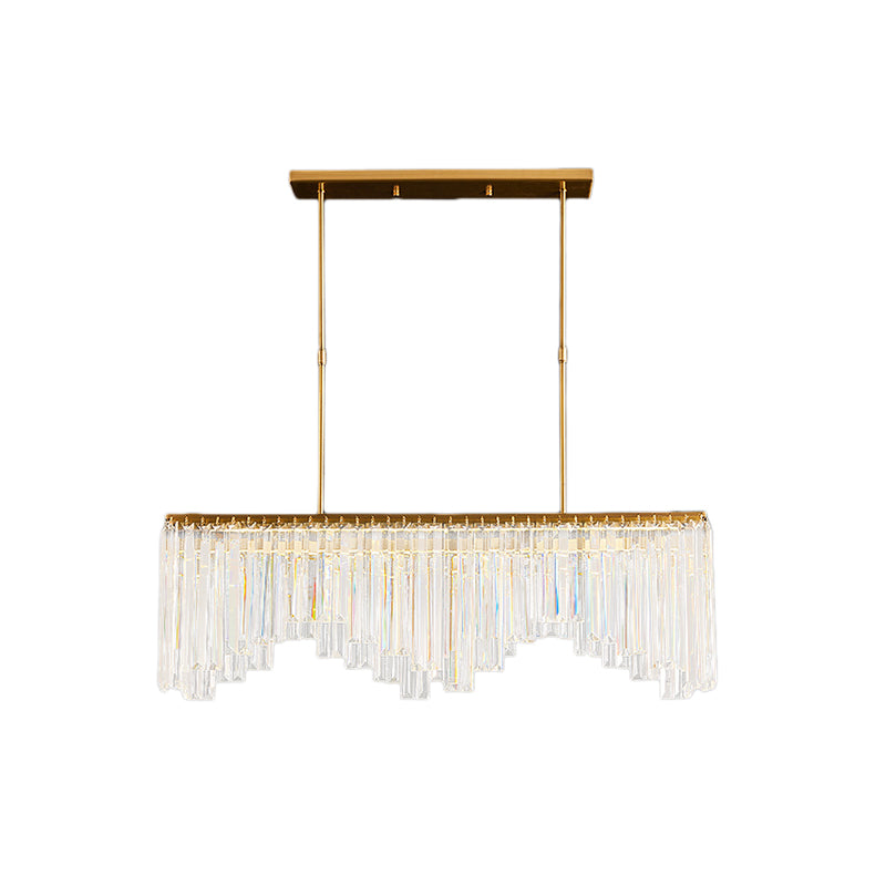 Modern Gold Linear Crystal Led Chandelier Lamp - 24.5’/32’ Wide Pendant Lighting For Living Room