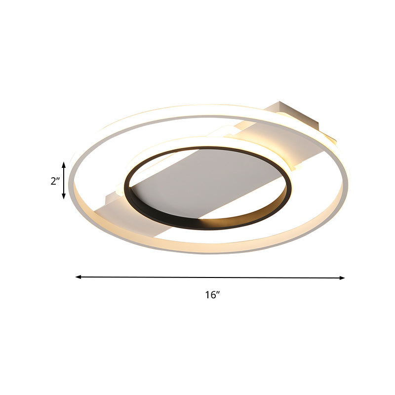 16’/19.5’/23.5’ Acrylic Ring Flush Ceiling Light - 2 Heads Black & White Bedroom (Warm/White)