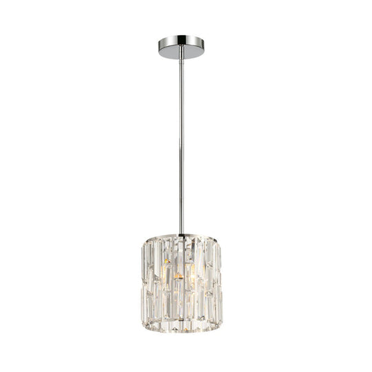 Modern Clear Crystal Cylinder Pendant Lighting For Bedside