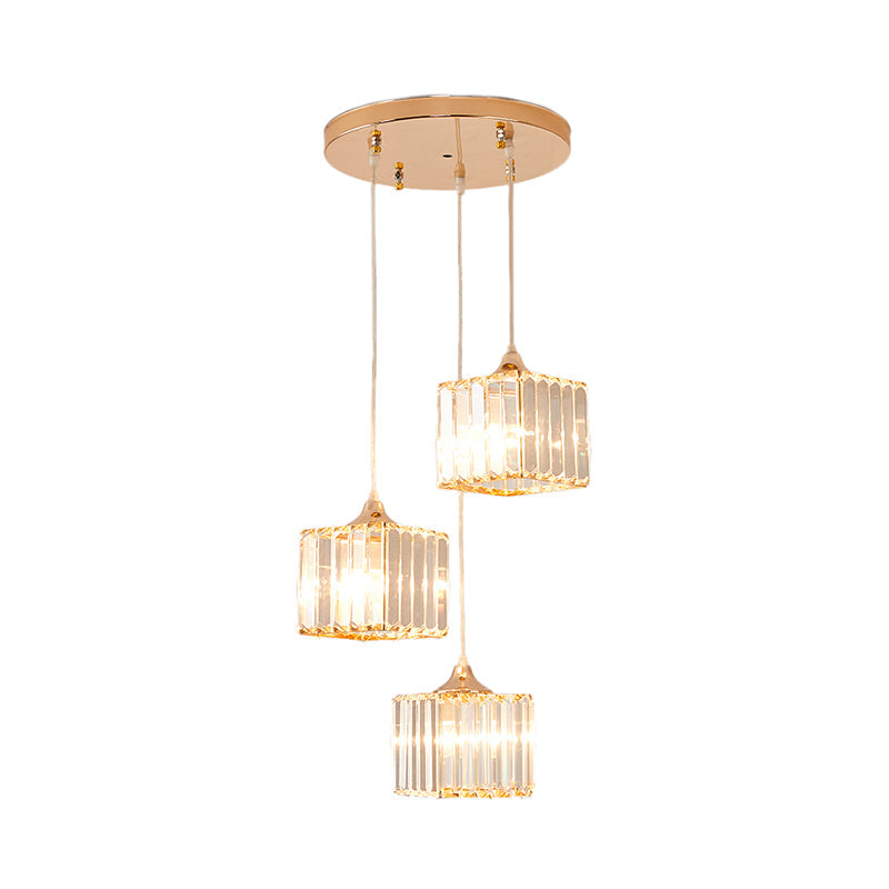 Gold Crystal Prism Pendant Light: Modern Stylish 3-Light Fixture