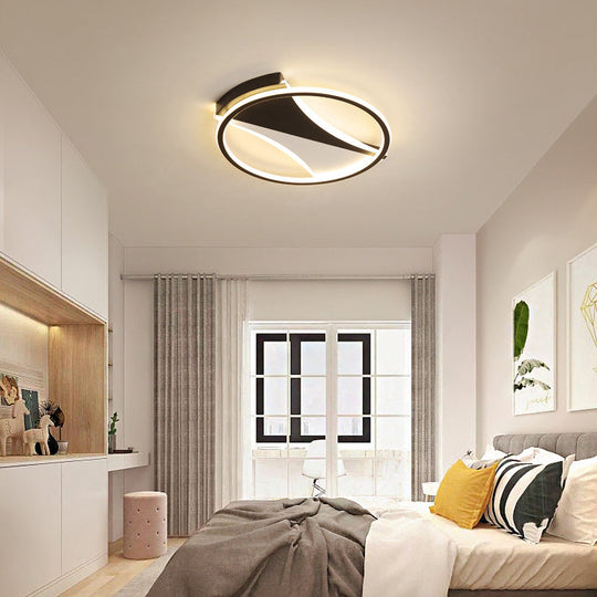 Modern Black & White Circular Flush Ceiling Light In Warm/White 16/19.5/23.5 Diameter Black-White /