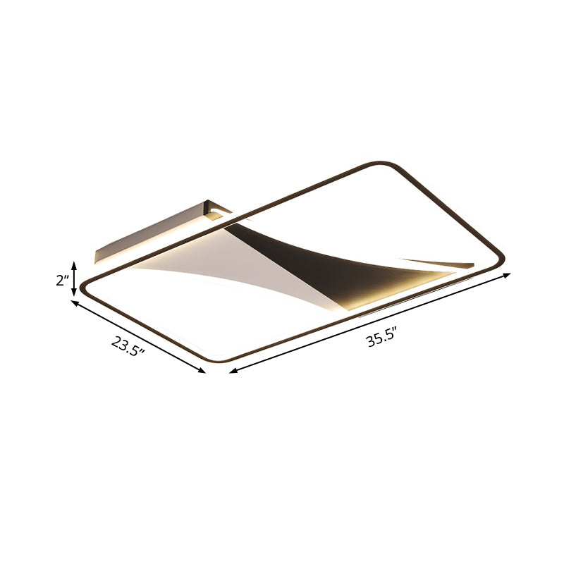 Modern Acrylic Flush Light For Bedroom - Square/Rectangular Ceiling Lighting In Black/White