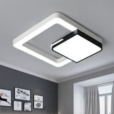 Led Acrylic Square Flush Mount Light: Modern White And Black Ceiling Lamp For Bedroom Black-White