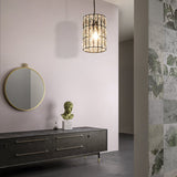 Clear Crystal 1-Light Modern Black Pendant Lamp - Stylish Cylindrical Suspended Light For Living