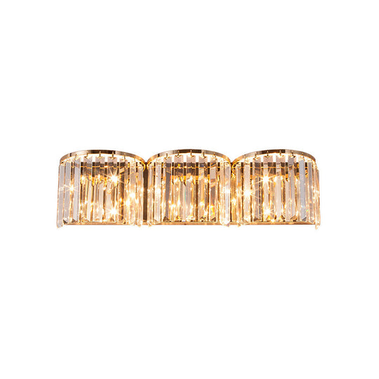Modern Gold Led Wall Light With Clear Crystal Block - Linear Sconce