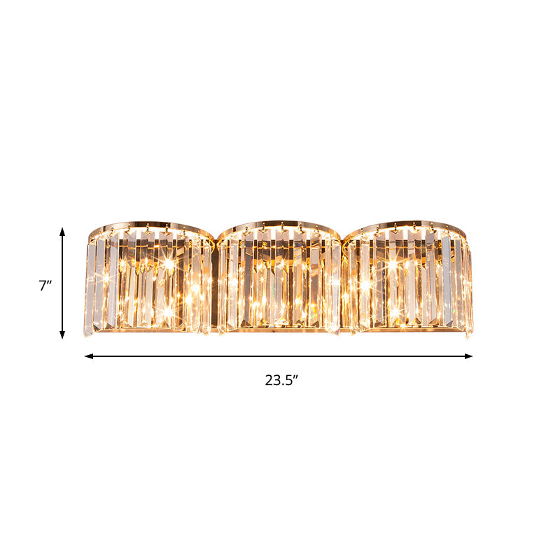 Modern Gold Led Wall Light With Clear Crystal Block - Linear Sconce