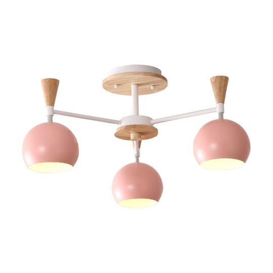 Macaron 3/6/8 - Light Acrylic Dome Ceiling Lamp - Pink/Yellow/Blue Semi Flush Pendant